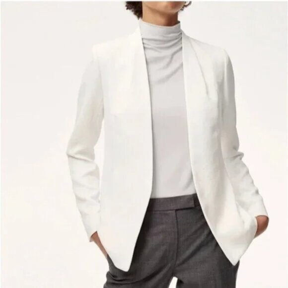 EUC! Aritzia BABATON Keith Blazer Open Front Power Jacket in White Size 2 - Picture 3 of 13